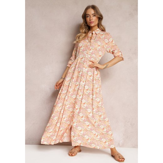 Biało-Pomarańczowa Sukienka Koszulowa Castorius ze sklepu Renee odzież w kategorii Sukienki - zdjęcie 157074700