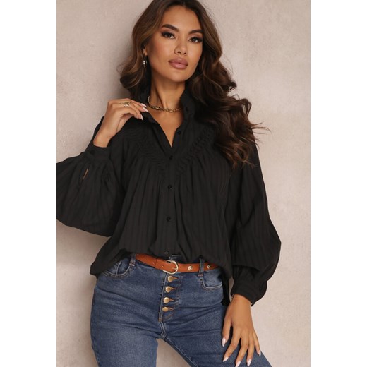 Czarna Koszula Oversize z Bawełny Endona ze sklepu Renee odzież w kategorii Koszule damskie - zdjęcie 157075183