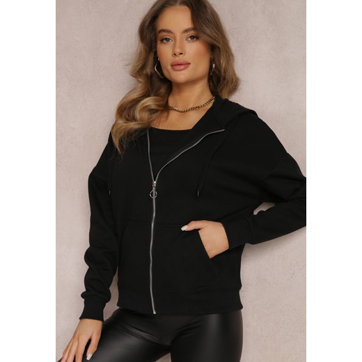 Czarna Bluza z Kapturem i Suwakiem Oversize Des ze sklepu Renee odzież w kategorii Bluzy damskie - zdjęcie 157076151