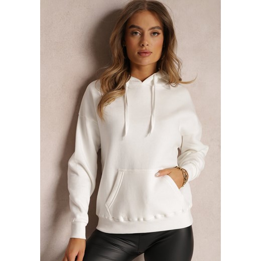 Biała Bluza Kangurka z Polarem Monei ze sklepu Renee odzież w kategorii Bluzy damskie - zdjęcie 157076193