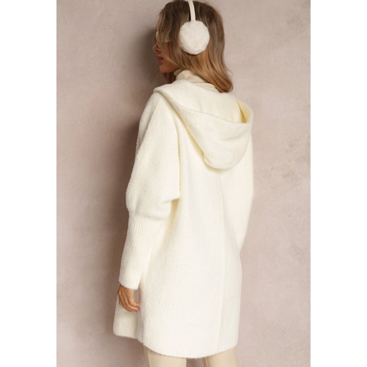 Biały Płaszcz Wełniany z Alpaką Oversize Długi z Kapturem Ortylia Renee ONE SIZE okazyjna cena Renee odzież