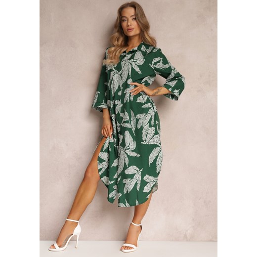 Zielona Sukienka Koszulowa w Kwiaty Siois ze sklepu Renee odzież w kategorii Sukienki - zdjęcie 157079894