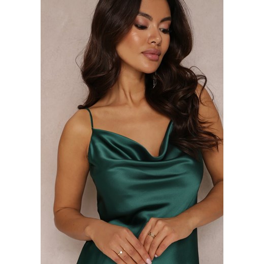 Zielona Sukienka Satynowa na Cienkich Ramiączkach Ilia Renee M Renee odzież promocyjna cena