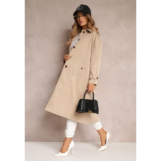 Beżowy Płaszcz Trencz Oversize Flilia ze sklepu Renee odzież w kategorii Płaszcze damskie - zdjęcie 157081072