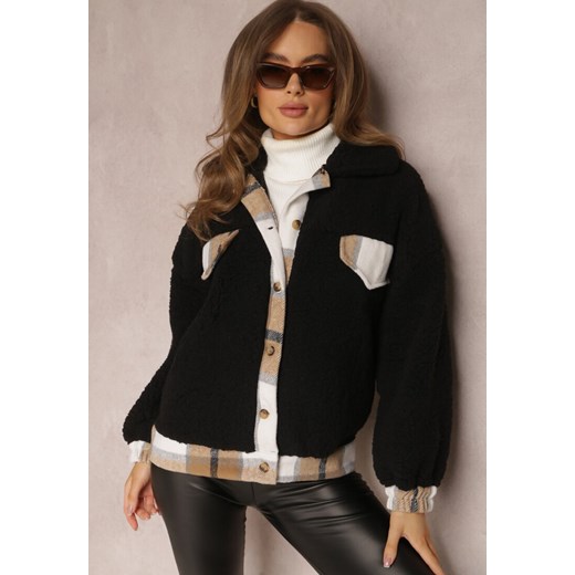 Czarna Kurtka Futerko Teddy Oversize Bizo Renee ONE SIZE wyprzedaż Renee odzież