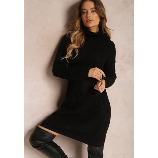 Czarna Sukienka Prążkowana Eries ze sklepu Renee odzież w kategorii Sukienki - zdjęcie 157083024