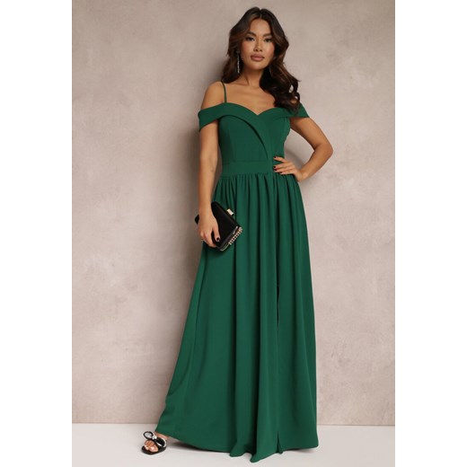Zielona Sukienka Koktajlowa z Głębokim Dekoltem Maxi Gelfe ze sklepu Renee odzież w kategorii Sukienki - zdjęcie 157083870