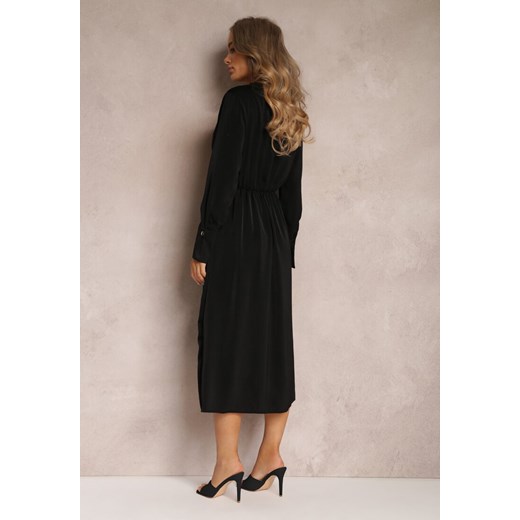 Sukienka Renee midi z krótkimi rękawami z kołnierzykiem elegancka