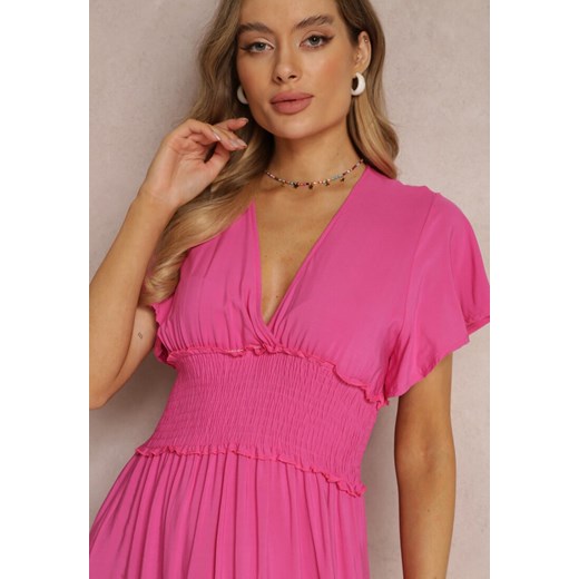 Sukienka Renee kopertowa maxi elegancka z krótkim rękawem