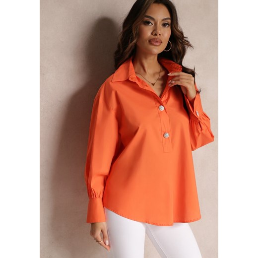 Pomarańczowa Koszula Bawełniana i Trapezowa Nene ze sklepu Renee odzież w kategorii Koszule damskie - zdjęcie 157085234