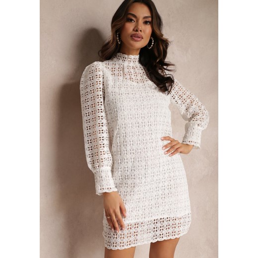 Biała Pudełkowa Sukienka z Golfem Neshul ze sklepu Renee odzież w kategorii Sukienki - zdjęcie 157085530