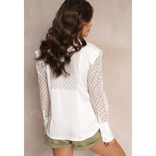 Biała Siateczkowa Koszula z Kołnierzem Higisa Renee S promocja Renee odzież