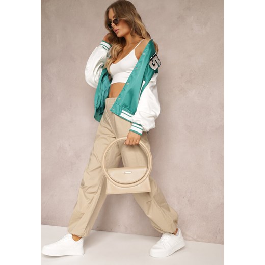 Beżowe Szerokie Spodnie Spadochronowe ze Stoperami Ranyah ze sklepu Renee odzież w kategorii Spodnie damskie - zdjęcie 157086924