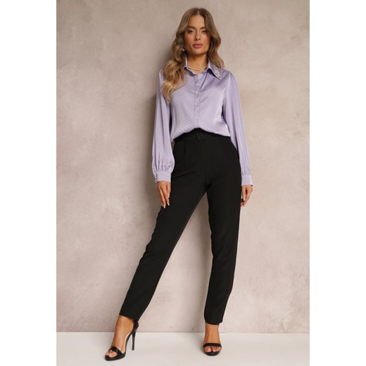 Czarne Spodnie Garniturowe High Waist z Paskiem Wenus ze sklepu Renee odzież w kategorii Spodnie damskie - zdjęcie 157088993
