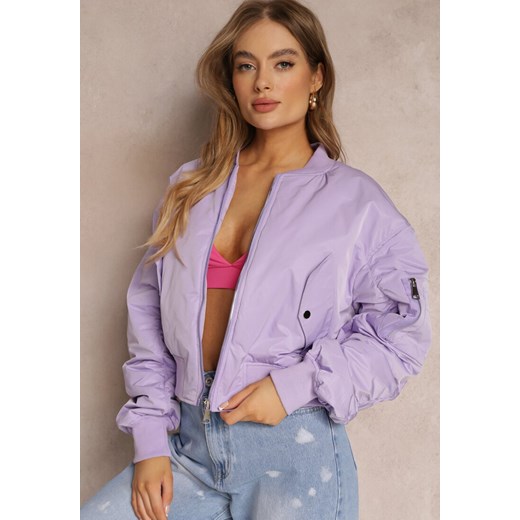 Fioletowa Kurtka Bomberka z Kieszeniami na Napy i Suwak Milanna Renee XL wyprzedaż Renee odzież