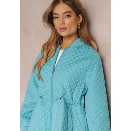 Niebieska Pikowana Kurtka Bomberka ze Ściągaczami Libbie Renee 2XL okazyjna cena Renee odzież