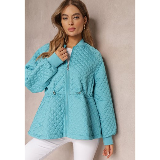 Niebieska Pikowana Kurtka Bomberka ze Ściągaczami Libbie Renee L okazja Renee odzież