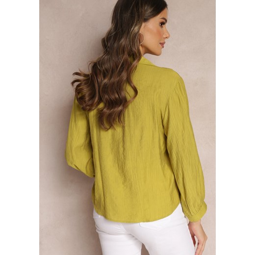 Jasnozielona Bluzka z Kołnierzykiem i Rozszerzanym Dołem Yolalline Renee M okazyjna cena Renee odzież