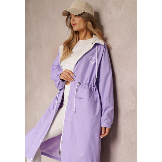 Fioletowy Płaszcz z Kapturem i Ściągaczem w Talii Maiar Renee XL wyprzedaż Renee odzież