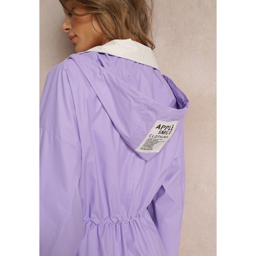 Fioletowy Płaszcz z Kapturem i Ściągaczem w Talii Maiar Renee M promocyjna cena Renee odzież