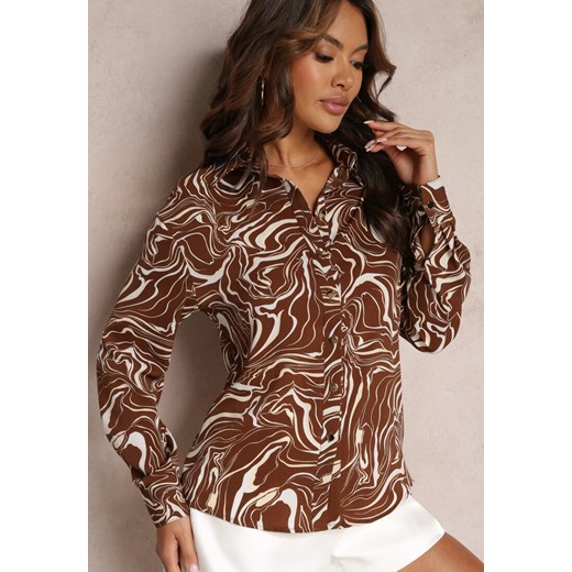 Brązowa Koszula Actathe ze sklepu Renee odzież w kategorii Koszule damskie - zdjęcie 157096582