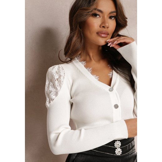 Sweter damski Renee koronkowy w serek
