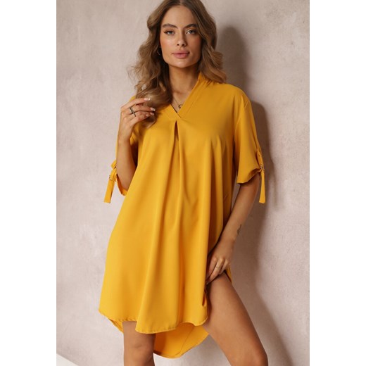 Żółta Pudełkowa Sukienka Oversize z Kołnierzykiem Zaya ze sklepu Renee odzież w kategorii Sukienki - zdjęcie 157097563