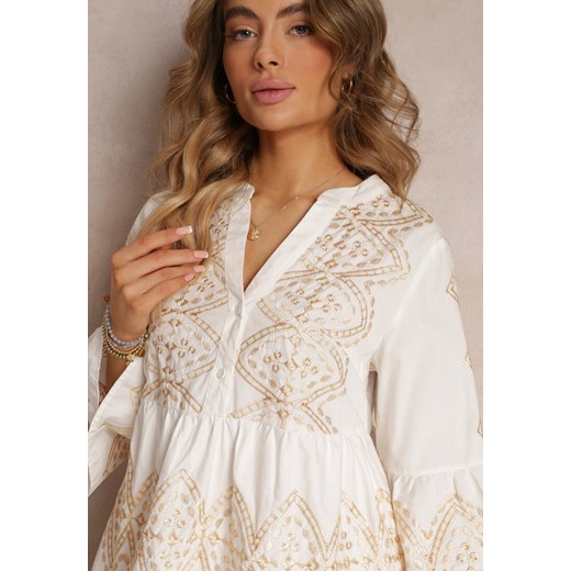 Renee sukienka z długim rękawem mini oversize z dekoltem w literę v