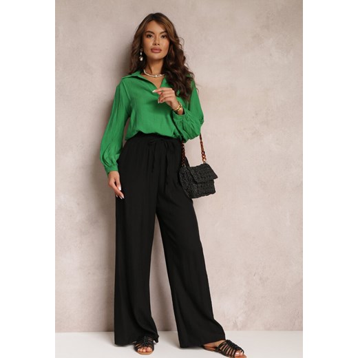 Czarne Spodnie Materiałowe z Marszczoną Gumką Pimpernel ze sklepu Renee odzież w kategorii Spodnie damskie - zdjęcie 157100813