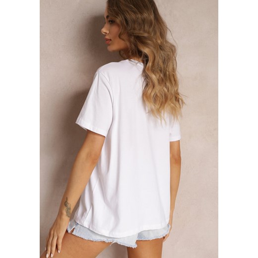 Biały T-shirt z Krótkim Rękawem i Okrągłym Dekoltem Volksa Renee M okazja Renee odzież
