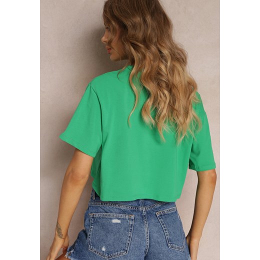 Zielony T-shirt o Fasonie Cropped Oversize Brighta Renee S okazyjna cena Renee odzież