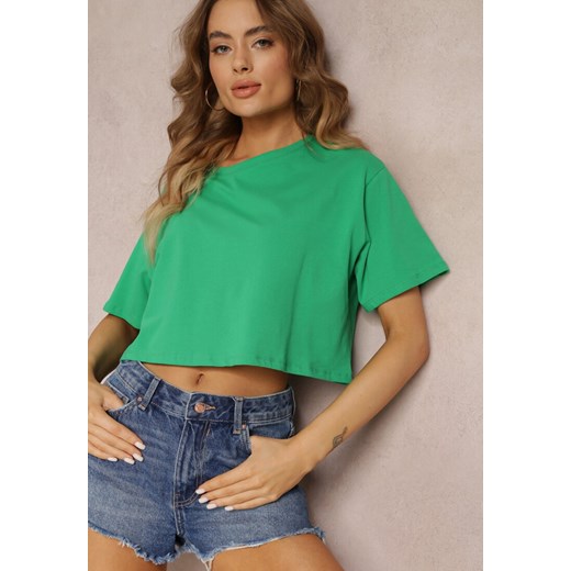 Zielony T-shirt o Fasonie Cropped Oversize Brighta Renee L okazyjna cena Renee odzież