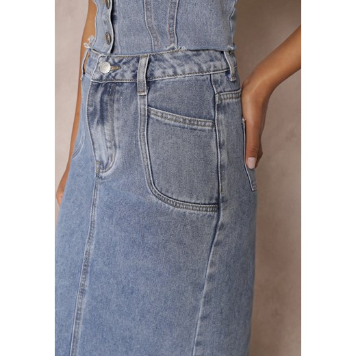 Spódnica Renee casual midi granatowa jeansowa