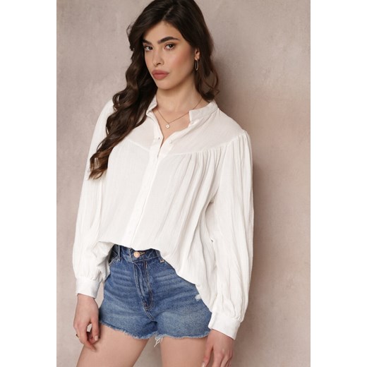 Biała Bawełniana Koszula z Guzikami i Długimi Rękawami Werica ze sklepu Renee odzież w kategorii Koszule damskie - zdjęcie 157108292