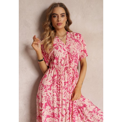Sukienka Renee z dekoltem v boho w kwiaty z krótkim rękawem maxi 
