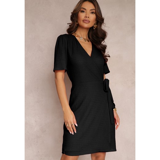 Czarna Sukienka Kopertowa z Wiązaniem Swettia ze sklepu Renee odzież w kategorii Sukienki - zdjęcie 157109770