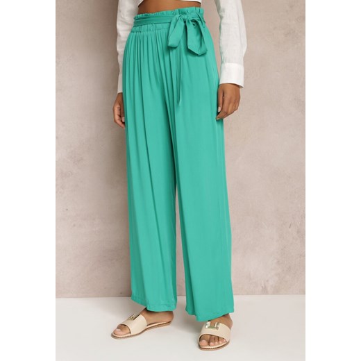 Zielone Spodnie Szerokie Phiorephis ze sklepu Renee odzież w kategorii Spodnie damskie - zdjęcie 157109793