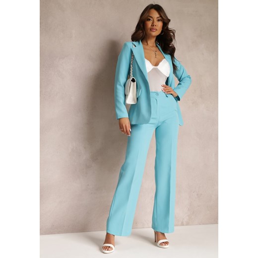 Niebieskie Spodnie w Kant w Garniturowym Stylu High Waist Jaessa ze sklepu Renee odzież w kategorii Spodnie damskie - zdjęcie 157112642