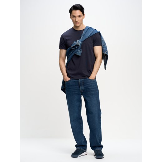 Koszulka męska bawełniana granatowa Basic 403 ze sklepu Big Star w kategorii T-shirty męskie - zdjęcie 157123253
