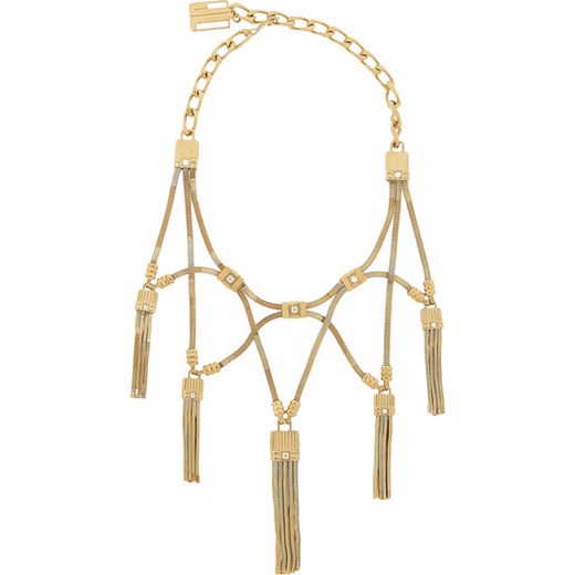Tasseled gold-tone crystal necklace