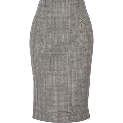 Prince of Wales check wool-blend pencil skirt net-a-porter szary spódnica