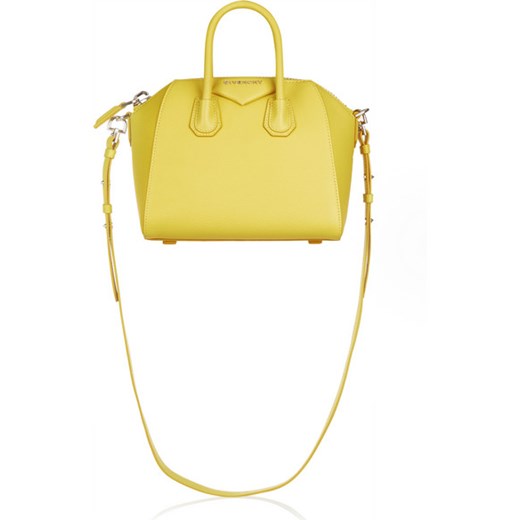 Mini Antigona bag in bright-yellow textured-leather