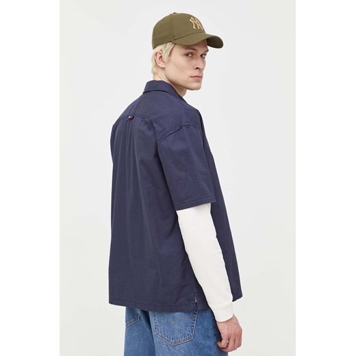 Tommy Jeans koszula bawełniana męska kolor granatowy relaxed z kołnierzykiem Tommy Jeans L ANSWEAR.com