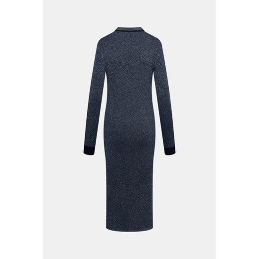 Sukienka SCOTCH&SODA granatowa dopasowana z długim rękawem midi z golfem casualowa