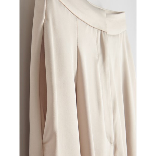 Spodnie damskie Reserved beżowe retro z tkaniny 