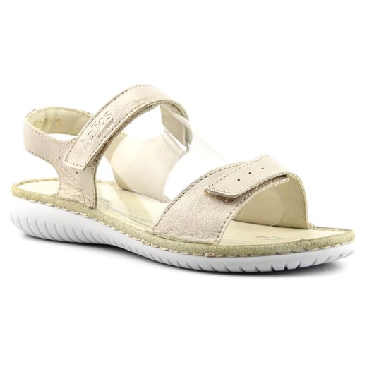 Skórzane sandały damskie na białej podeszwie - HELIOS Komfort 272, złote ze sklepu ulubioneobuwie w kategorii Sandały damskie - zdjęcie 157226543