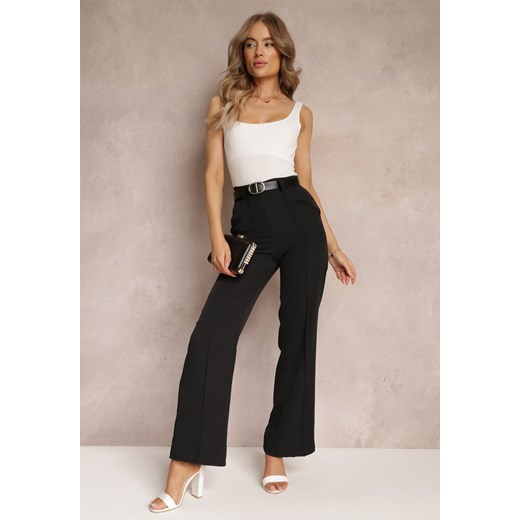 Czarne Szerokie Spodnie z Wysokim Stanem Lilura ze sklepu Renee odzież w kategorii Spodnie damskie - zdjęcie 157229960