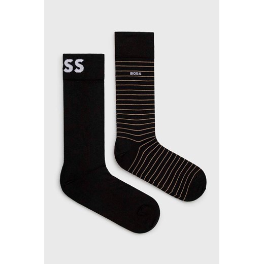 BOSS skarpetki 2-pack męskie kolor czarny 50467722 ze sklepu ANSWEAR.com w kategorii Skarpetki męskie - zdjęcie 157231021