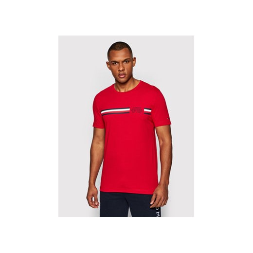 Tommy Hilfiger T-Shirt Corp Split Tee MW0MW16592 Czerwony Regular Fit Tommy Hilfiger XL MODIVO