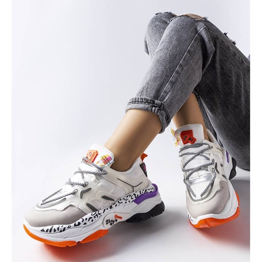 Białe buty sportowe damskie Bm sneakersy na platformie